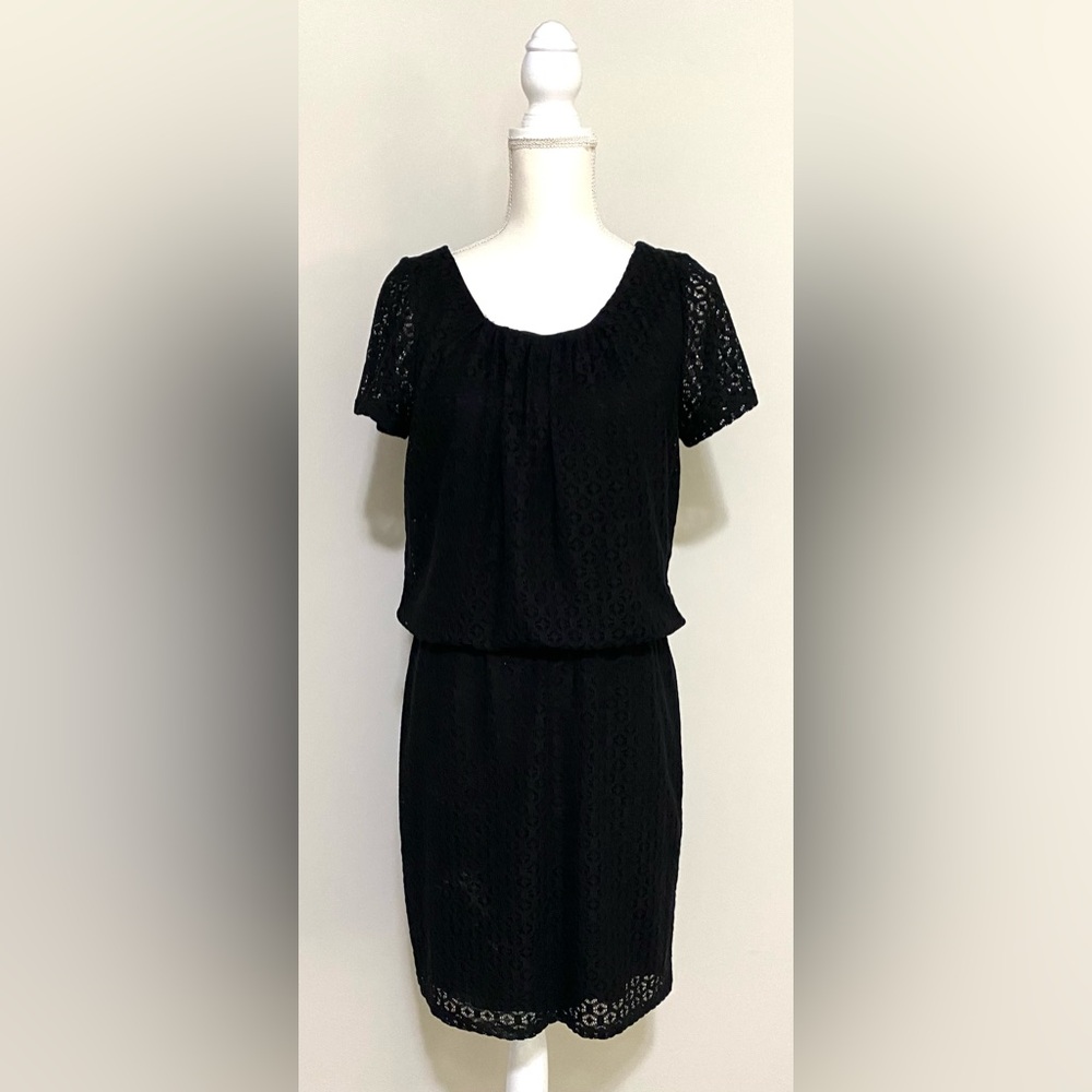 Tiana B Womens 12 Crochet Black Dress Boho Fall Whimsigoth Coastal Eclectic 90s